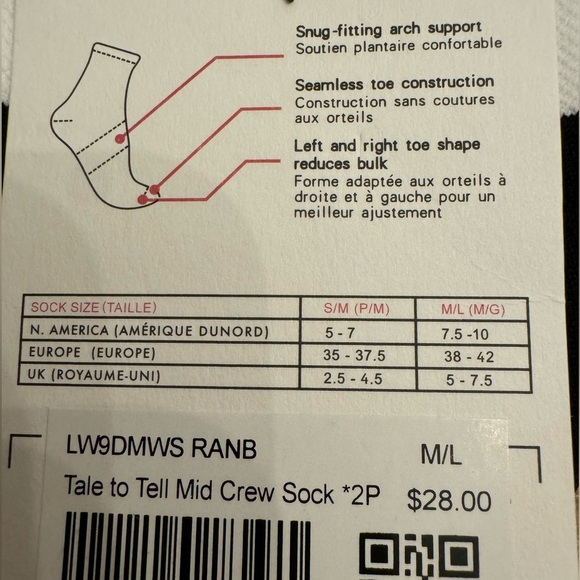 Lululemon Tale to Tell Mid Crew Socks, sz M/L - Picture 5 of 5